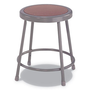 Industrial Metal Shop Stool, 18" Seat Height, Supports Up To 300 Lbs., Brown Seat/gray Back, Gray Base