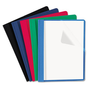 Clear Front Report Cover, Tang Fasteners, Letter Size, Assorted Colors, 25/box