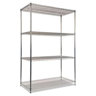 Nsf Certified Industrial 4-shelf Wire Shelving Kit, 48w X 24d X 72h, Silver