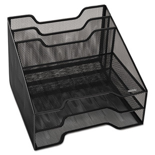 Mesh Tray Sorter Combo, 5 Sections, Letter Size Files, 12.5" X 11.5" X 9.5", Black