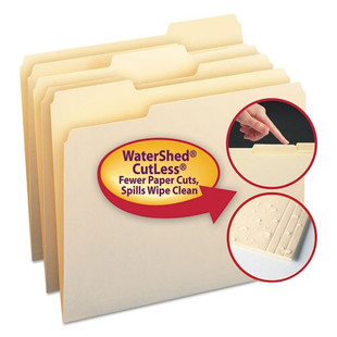 Watershed/cutless File Folders, 1/3-cut Tabs, Letter Size, Manila, 100/box