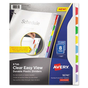 Clear Easy View Plastic Dividers With Multicolored Tabs And Sheet Protector, 8-tab, 11 X 8.5, Clear, 1 Set