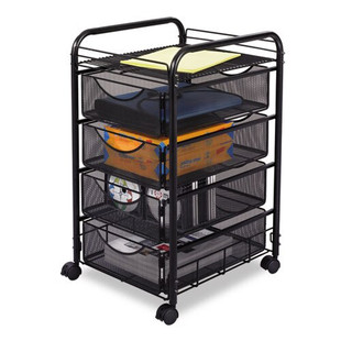 Onyx Mesh Mobile File With Four Supply Drawers, 15.75w X 17d X 27h, Black