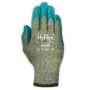 Hyflex Medium-duty Assembly Gloves, Blue/green, Size 10, 12 Pairs