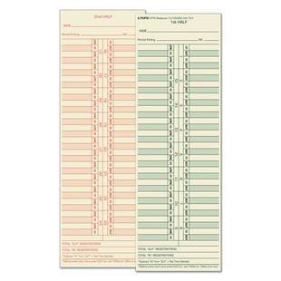 Time Card For Cincinnati/lathem/simplex/acroprint, Semi-monthly, 500/box