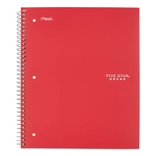 Wirebound Notebook, 1 Subject, Medium/college Rule, Red Cover, 11 X 8.5, 100 Sheets