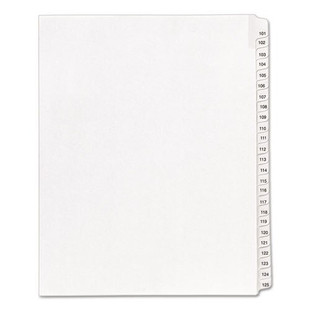 Preprinted Legal Exhibit Side Tab Index Dividers, Allstate Style, 25-tab, 101 To 125, 11 X 8.5, White, 1 Set