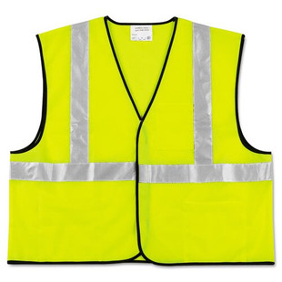 Class 2 Safety Vest, Fluorescent Lime W/silver Stripe, Polyester, 2x-large