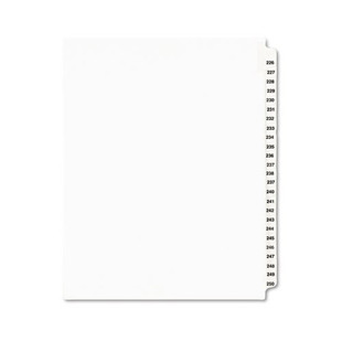Preprinted Legal Exhibit Side Tab Index Dividers, Avery Style, 25-tab, 226 To 250, 11 X 8.5, White, 1 Set Preprinted Legal Exhibit Side Tab Index Dividers, Avery Style, 25-tab, 226 To 250, 11 X 8.5, White, 1 Set