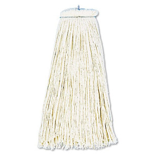 Cut-end Lie-flat Wet Mop Head, Cotton, 16oz, White