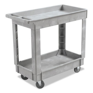Utility Cart, Two-shelf, 16w X 34d, Swivel Casters, Resin, Gray