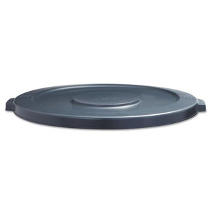 Lids For 44 Gal Waste Receptacles, Flat-top, Round, Plastic Gray