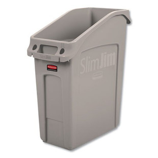Slim Jim Under-counter Container, 13 Gal, Polyethylene, Beige