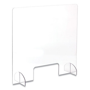 Portable Acrylic Sneeze Guard With Document Pass Through, 28.5 X 1.5 X 33.25, Acrylic, Clear