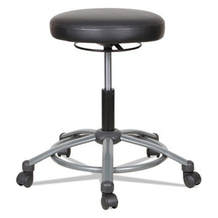 Height-adjustable Utility Stool, 31.10" Seat Height, Supports Up To 275 Lbs., Black Seat/black Back, Graphite Base