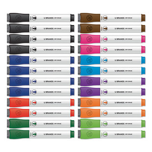 Chisel Tip Low-odor Dry-erase Markers With Erasers, Assorted Colors, 24/pack