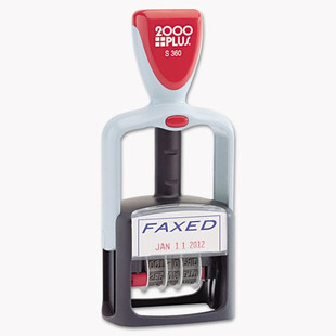 Model S 360 Two-color Message Dater, 1.75 X 1, "faxed," Self-inking, Blue/red