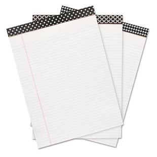 Fashion Writing Pad, Wide/legal Rule, 5 X 8, White, 50 Sheets, 6/pack