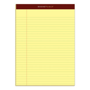 Docket Gold Ruled Perforated Pads, Wide/legal Rule, 8.5 X 11.75, Canary, 50 Sheets, 12/pack