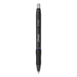 S-gel Retractable Gel Pen, Fine 0.5 Mm, Blue Ink, Black Barrel, Dozen