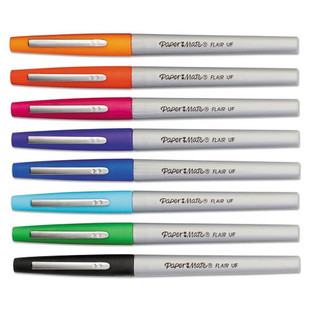 Flair Felt Tip Stick Porous Point Marker Pen, 0.4mm, Assorted Ink/barrel, 8/set