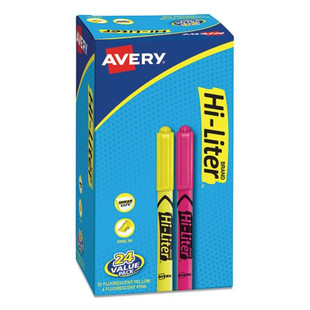 Hi-liter Pen-style Highlighters, Chisel Tip, Assorted Colors, 24/pack