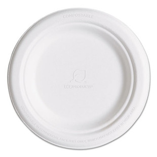 Renewable & Compostable Sugarcane Plates, 6", 1000/carton