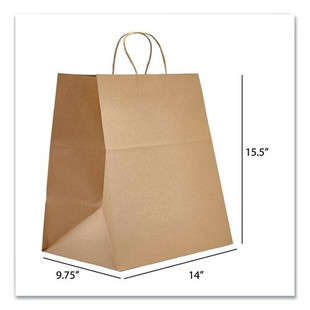 Kraft Paper Bags, Super Royal, 14 X 9.75 X 15.5, Natural, 200/carton
