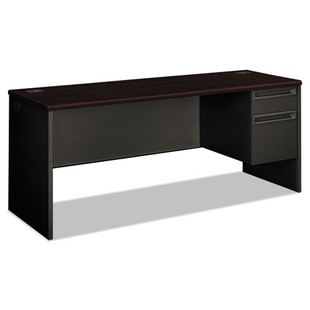 38000 Series Right Pedestal Credenza, 72w X 24d X 29.5h, Mahogany/charcoal