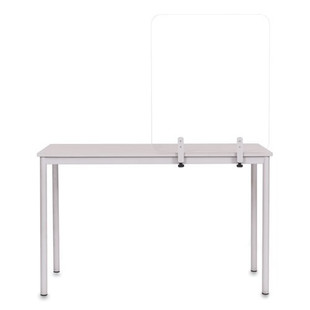 Protector Series Frameless Glass Desktop Divider, 47.2 X 0.16 X 35.4, Clear/aluminum