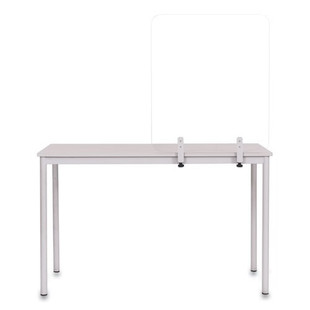 Protector Series Frameless Glass Desktop Divider, 55.1 X 0.16 X 35.4, Clear/aluminum