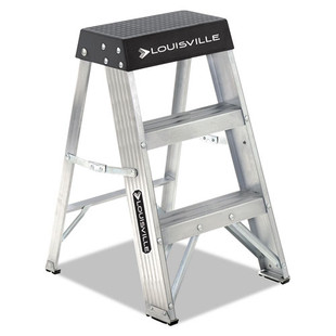 Aluminum Step Stool, 2-step, 17w X 18.25 Spread X 26h, Aluminum/black