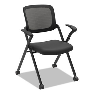 Vl314 Mesh Back Nesting Chair, Black Seat/black Back, Black Base