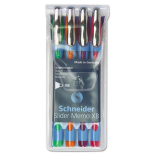 Schneider Memo Xb Stick Ballpoint Pen, 1.4mm, Assorted Ink/barrel, 4/pack