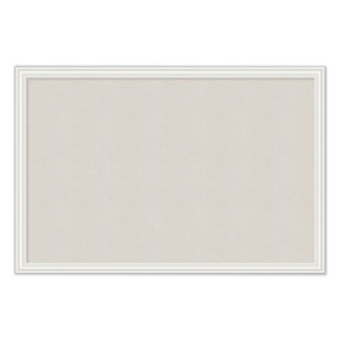 Linen Bulletin Board With Decor Frame, 30 X 20, Natural Surface/white Frame