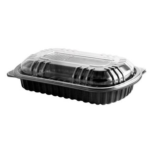 Microraves Rib Container W/vented Anti-fog Lids, Half Slab, Black/clear, 150/ct