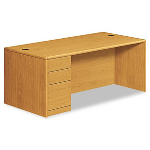 10700 Series Single Pedestal Desk, Full Left Pedestal, 72w X 36d X 29.5h, Harvest