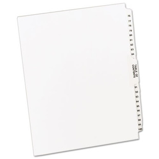Preprinted Legal Exhibit Side Tab Index Dividers, Avery Style, 26-tab, 76 To 100, 11 X 8.5, White, 1 Set