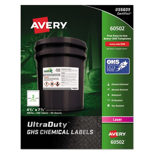 Ultraduty Ghs Chemical Waterproof And Uv Resistant Labels, 4.75 X 7.75, White, 2/sheet, 50 Sheets/box