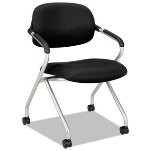 Hvl303 Nesting Arm Chair, Black Seat/black Back, Platinum Base