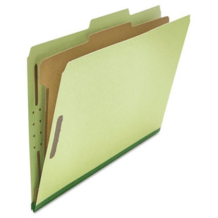 Four-section Pressboard Classification Folders, 1 Divider, Legal Size, Green, 10/box