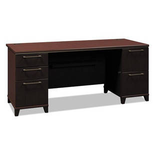 Enterprise Collection 72w Double Pedestal Desk, 70.13w X 28.63d X 29.75h, Mocha Cherry (box 1 Of 2)