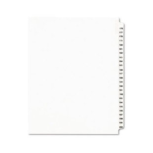 Preprinted Legal Exhibit Side Tab Index Dividers, Avery Style, 25-tab, 176 To 200, 11 X 8.5, White, 1 Set