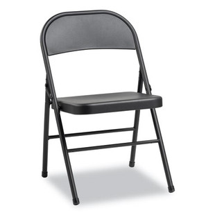 Steel Folding Chair, Graphite Seat/graphite Back, Graphite Base, 4/carton