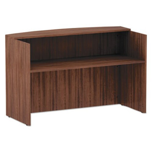 Alera Valencia Series Reception Desk With Counter, 71w X 35.5d X 42.5h, Modern Walnut