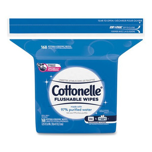 Fresh Care Flushable Cleansing Cloths, White, 5 X 7 1/4, 168/pack