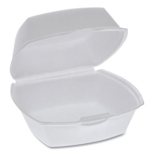 Foam Hinged Lid Containers, Single Tab Lock, 5.13 X 5.13 X 2.5, 1-compartment, White, 500/carton