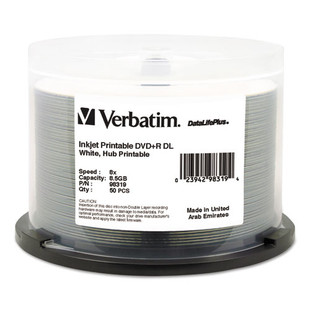 Dvd+r Dual Layer Recordable Disc, 8.5gb, 8x, Printable, Spindle, 50/pk