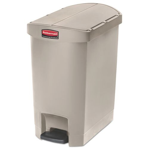 Slim Jim Resin Step-on Container, End Step Style, 8 Gal, Beige Slim Jim Resin Step-on Container, End Step Style, 8 Gal, Beige