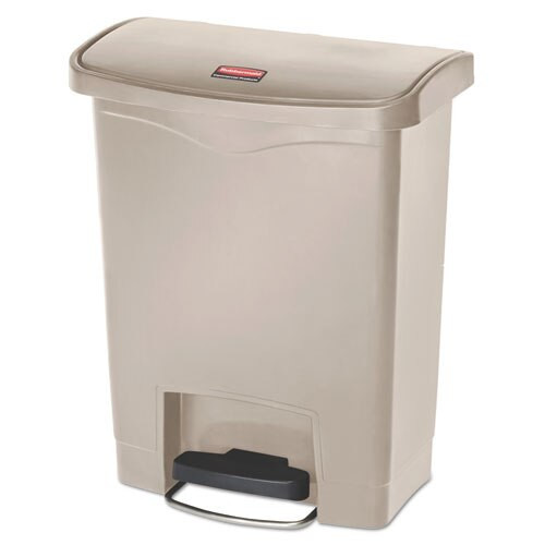 Slim Jim Resin Step-on Container, End Step Style, 8 Gal, Beige Slim Jim Resin Step-on Container, End Step Style, 8 Gal, Beige